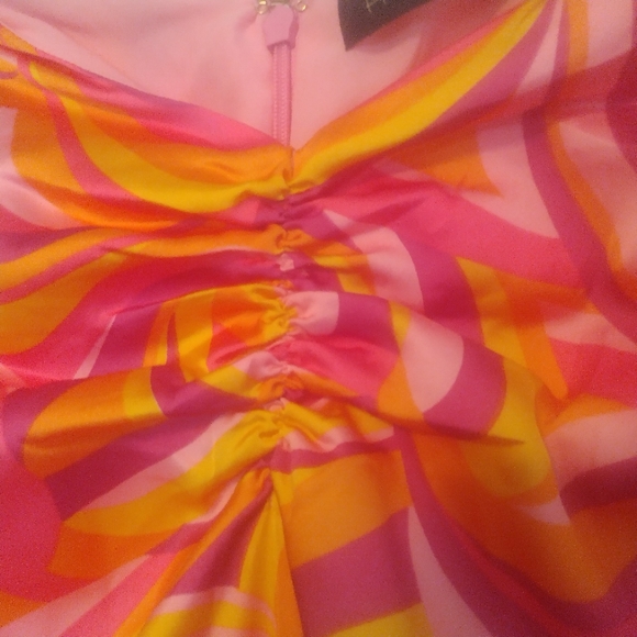 HOUSE OF HARLOW 1960 Strapless Maxi Dress Pink & Orange Psychedelic XS - Picture 6 of 6